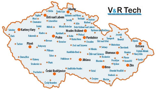 mapa pusobnosti V&R Tech